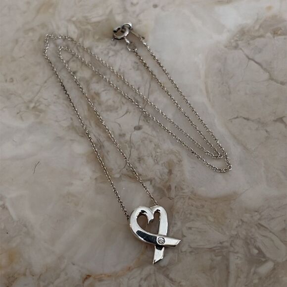 Tiffany & Co. Paloma Picasso Loving Heart 1P Diamond Sterling Silver Necklace - Picture 3 of 10